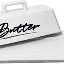 Butter Dish with Lid, Ceramic Butter Dish with Lid for Countertop, White Butter Tray, Kitchen Butter Keeper, Butter Container, Butter Holder, Microwave and Dishwasher Safe;