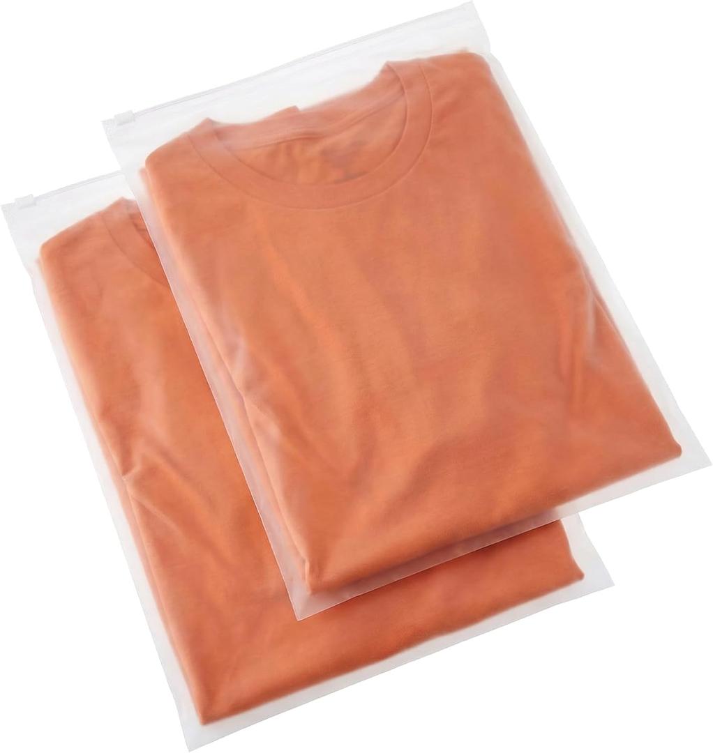 150 Pcs Clear Zipper Apparel Bag, 13.8x9.7inch Frosted Zipper Clothing Storage Bag, Thick Plastic Frosted Clothes Travel Bags, Clothing Package Bags for Shipping Shirt Underwear, No Vent Hole