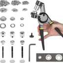 BEAMNOVA Grommet Tool Kit 5.5mm 8mm 10mm Multi-Size Hand Press Eyelet Pliers Kit with 900 Grommet Supplies & Hollow Hole Punch Tool Black Handheld Eyelet Setter for Tarp Leather Canvas