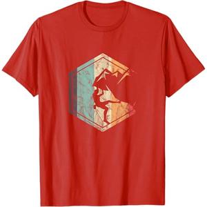 Climbing Mountaineering Climber Athletes Mountain Rock Gift T-Shirt Red Large