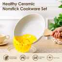 SENSARTE Nonstick Ceramic Cookware Set, 23 PCS Pots and Pans Non Toxic, PFAS & PFOA Free, Non Stick Healthy Kitchen Cooking Set with Stay-Cool Handles, White, Large
