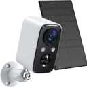 Solar Panel Security Cameras Wireless Outdoor - Battery Powered Cameras for Home Security WiFi Camera Surveillance Indoor System Floodlight Night Vison Alarm Motion Sensor Light Door Cam (white)