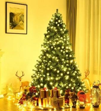 7 ft. Pre Lit Artificial Christmas Tree Hinged Artificial Xmas CM23972US
