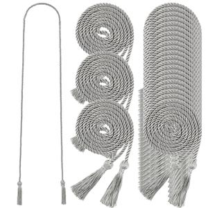 24 pcs Graduation Honor Cords 68" Grad Braided Honor Cord with Tassel Honor Rope Grad Cords Bulk for Graduation Students Bachelor Master Doctoral Gown Grad Decor (Silver)