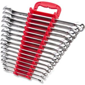 Max Torque 15-Piece Premium Combination Wrench Set, Chrome Vanadium Steel, Long Pattern Design | Include Metric Sizes 8, 9, 10, 11, 12, 13, 14, 15, 16, 17, 18, 19, 20, 21, 22mm with Storage Rack