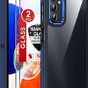 LeYi for Samsung Galaxy A14-5G Case: 2 Pack Screen Protector Shockproof Military-Grade, [Anty-Slip Grip] Metal Texture Lens Magnetic Translucent Matte for Galaxy A 14 5G Case, Blue