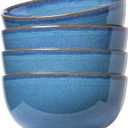 LE TAUCI Cereal Bowls 6 Inch, Ceramic Bowl Set for Soup, Dessert, Fruits, Salad, Noodle, Ramen, 22 Ounce Bowls for Kitchen, Set of 4, Ceylon blue