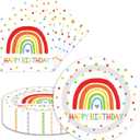 40 Pcs Happy Birthday Party Dinner Dessert Plates and Napkins Sets 9" Paper Plates and 6.5" Napkins Party Supplies Tableware Decoration For Birthday Picnic