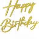 Glitter Gold Happy Birthday Sign for Arch Backdrop - Felt Happy Birthday Letters Signs for Balloon Arch Wall Decorations Large Happy Birthday Remove Logo for Baby Girl Women Party Decor