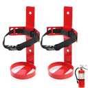 Fire Extinguisher Mount, 2.5LB Fire Extinguisher Bracket Wall Hanging Holder with Adjustable Straps for Home, Office, Garage (Red 2Pcs)