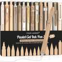 Four Candies 14Pack Pastel Gel Ink Pen Set, Cute Retractable 0.5mm Fine Point Pen, Note Taking Aesthetic Pens,12 Pack Black Ink Pens with 2Pack Highlighter, Smooth Writing Pens for School, Office(Brown)