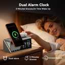 4URPC 6-in-1 Alarm Clock Wireless Charging Station for Apple Multiple Devices, Wireless Charging Dock for iPhone 17/16/15/14/13 Series, Apple Watch, AirPods,Night Light,Alarm Clock,Sleep Friendly