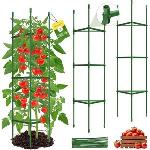 3 Pack Tomato Cages for Garden,Up to 51.2Inch Tomato Cage Trellis-Upgraded Hexagon Connector,Heavy Duty Adjustable Tomato Stake Support for Raised Garden Bed