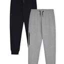 TONY HAWK Boys Fleece Jogger Sweatpants with Zipper Pockets  Pull on Pants for Kids (Medium Heather Grey-Black, 14-16)