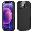 Xmon for iPhone 12 case [Shockproof] [Dropproof] [Tempered Glass Screen Protector with Camera Lens Protector] Heavy Duty Phone Case Cover for Apple iPhone 12 and iPhone 12 Pro 6.1 inch (Black)