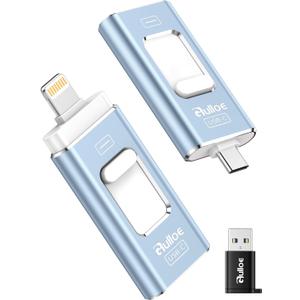 Gulloe 512GB Dual Interface Flash Drive for Phone Storage Photos Videos, Phone USB Backup External Photo Memory Stick - No App Required, Compatible with iPhone, iPad, Android & PC (Mist Blue)
