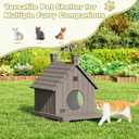 Outdoor Cat House Weatherproof, Durable Resin Cat Houses for Outdoor Indoor Cats, Litter Box Enclosure with Elevated Base, Anti-Slip Pad, Ventilation, Grey