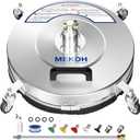 MEKOH 18" Pressure Washer Surface Cleaner 4500 PSI4 Wheels Stainless Steel Power Washer Attachment for Driveway Sidewalk Patio Concrete Cleaning, 1/4'' Quick-Connect, 1 Extension Wand&5 Spray Nozzles