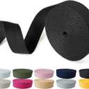 Cotton Webbing 1 Inch - 5 Yards Durable Canvas Straps for Sewing & DIY Crafts | Soft Poly Cotton Webbing for Tote Handles, Pet Collars, Cloth Belts & Home Decor (Black)