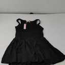 QINSEN Womens Square Neck Tennis Dress Pleated Sleeveless Built in Shorts Golf Athletic Dress with Pockets (Small, Black)