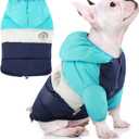 FUAMEY Puppy Puffer Jacket, Warm Padded Pet Snow Vest, Cute Windproof Dog Clothes, Waterproof Outdoor Lightweight Dog Hoodie, Chihuahua Poodles Yorkshire Pet Apparel, M/16 (Blue)