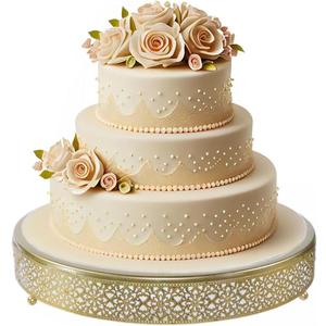 Cake Stand, Metal Round Cupcake Dessert Stand Cake Display Holder Cookies Fruit Serving Tray Decor for Wedding Party Birthday Baby Showers Anniversary (16in, Gold)