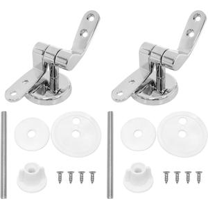 Toilet seat hinge replacement parts bathroom toilet seats hinges aluminum alloy adjustable toilet seat zinc alloy hinge bolts nuts washers zinc alloy screws 1 set (Silver and white)