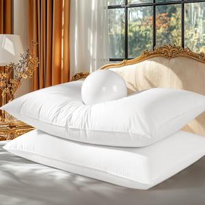 Shilucheng Canadian Goose Down Pillows Queen Size Set of 2, 900+ Fill Power Fluffy Pillow for Sleeping for Side, Back Sleepers, Luxury Hotel Bed Pillow, Soft 100% Cotton ShellWhite,20" x 30"