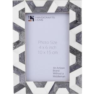 Handicrafts Home Handmade Decorative 4x6 Picture Frame- Unique Boho Chic Home Décor, Hex Grey Photo Frame for Wall & Tabletop, Colorful Frames for Living Room, Bedroom, Office Decor & Gift