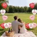 2 x 30 Pcs 12 Inch Valentine's Day Inflatable Heart Outdoor Decorations with Romantic Love Quotes, Reusable Latex Balloons for Yard Decors Wedding Anniversary Party