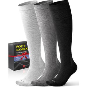 Easy On/Off Bamboo Viscose Compression Socks for Summer - 15-25mmHg Knee High Support Socks, Soft Sole & Seamless Toe