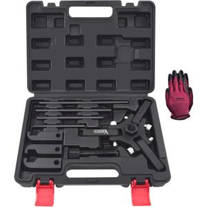 Harmonic Balancer Damper Pulley Puller Kit, Compatible with Ford GM Chrysler Cadillac Chevy Trucks Mitsubishi, Adjustable Upgraded 3-Jaw Puller for Harmonic Damper & Balancer Removal (Black Case)