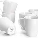 Sweese Porcelain Coffee Mugs - 16 Ounce - Set of 6, Cups for Latte, Hot Tea, Cappuccino, Mocha, Cocoa, White