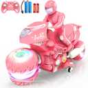Remote Control Motorcycle for Girls with RGB Wheels Lights, RC Motorbike Toy, 360 Rotations, 55 Min Play, Stunt Motocross with Rider, 2.4Ghz RC Dirt Bike Birthday Xmas for Girls 4-12 (Pink)
