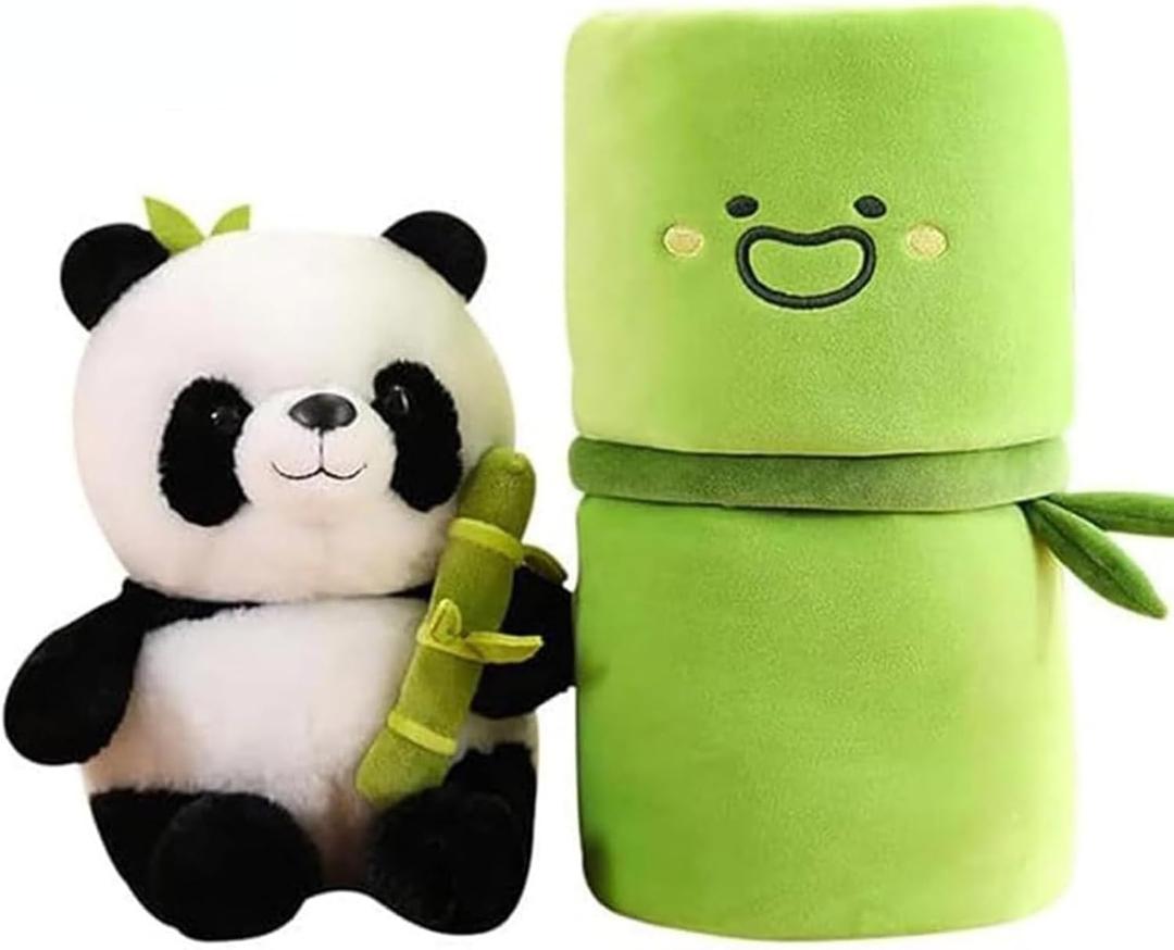 11.8 inches Cute Panda Stuffed Animals Plush Pillow Toys with Bamboo, Plushies Doll Gifts for Kids Girls Boys Birthday Valentine