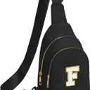 Viverte Birthday Gifts for 7 8 9 10 11 12 13 Year Old Girls Small Initial Sling Bag Cross Body Bag Fanny Pack for Girls (Black)