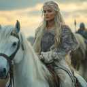 MCJC Medieval Cloak,Viking Costume Faux Fur Shawl For Women, Halloween Performance Accessory (Gray)