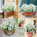 AmyHomie 20 Bundles Artificial Flowers for Outdoor Outside Spring Summer Decoration UV Resistant Faux Flowers No Fade Fake Plastic Plants Garden Porch Window Box Decorating (Pure White)