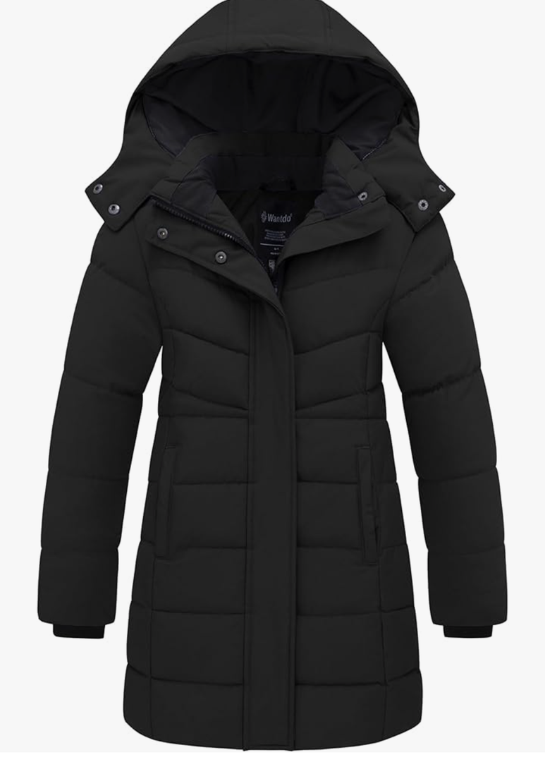Wantdo Girl's Puffer jacket Warm Insulated Winter Coat Lightweight Water-Resistant Padded Parka with Hood Size 14-16