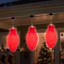 Lanpn 3 Pcs 11" Outdoor LED Ornaments, Large Christmas Lighted Bulbs, Xmas Tree Battery Powered Bulb Decor with Dark Sensor, Christmas Ornament Lights for Lawn Garden Yard Patio, Red