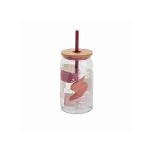 Multi-function Glass Cup with Lid Transparent Juice Tumbler with Straw for Cold Beverages for Home Cafes and Parties 15.2 oz