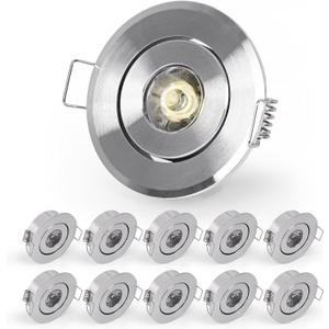 10 Pack 2 Inch LED Recessed Lighting, 1W 120LM Recessed LED Lights, Gimbal Adjustable Ceiling Lights Mini Spotlight Mini Spotlight Ceiling Light with Driver AC 120V (Warm White/Silver)