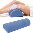 Knee Pillow for Back Sleeping - Half Moon Bolster Pillow for Legs - Cooling Under Knee Pillow for Sleeping on Back, Leg Support, Foot Elevation (Misty Blue)