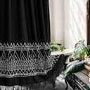 Shower Curtain & Rings, Black Curtain,White Rings, Tapestry Style, Bohemian Style