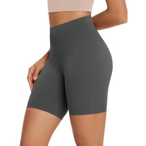 ODODOS High Waist Workout Shorts for Women Tummy Control Workout Gym Athletic Biker Shorts-6" Inseam, Charcoal, Medium (Gray, M)
