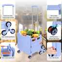 Foldable Utility Cart Collapsible Portable Crate Rolling Carts with Stair Climbing Wheels Tote Basket with Magnetic Lid Telescopic Cover Wear-Resistant 360Rotate Wheel Noiseless for Shopping Office