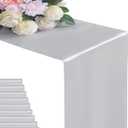 6Pack Table Runner 12 x 108 Inches Satin Silk Table Runner for Wedding, Birthday Party, Banquets, Graduations Decoration, fit Rectange and Round Table-Silver
