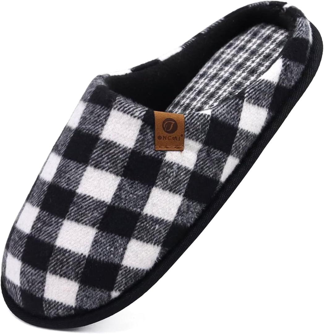 ONCAI Men's House Slippers Memory Foam Slip-On Warm Cozy Scuff Home Bedroom Shoes with Indoor/Outdoor Rubber Soles US Size 7-15