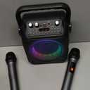 Karaoke Machine, Portable Bluetooth Speaker with 2 Wireless Microphones for Adults & Kids with Lights, Karaoke Microphone with PA System Supports USB/TF/REC/FM/AUX for Home Party Home System Packages (Black)