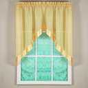 2 x Today's Curtain, Silhouette Stripe Sheer Swag 38", Gold, 60" W x 38" L